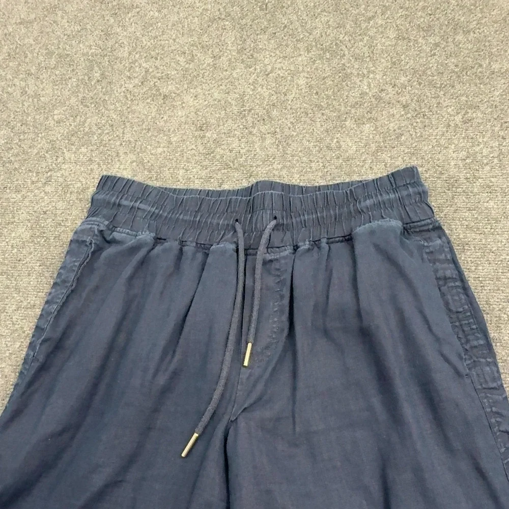 Quince Pants Womens L Blue Linen Wide Leg Drawstring Casual Summer